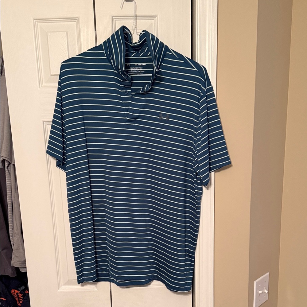 Under Armour Blue and White Polo Shirt